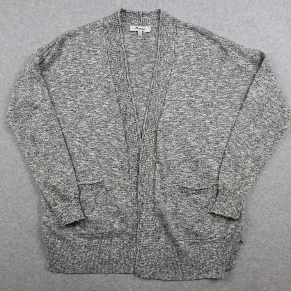 Madewell Cardigan Sweater Womens XS Open Front Pockets Heather Gray Long Sleeve